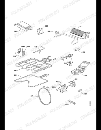 Взрыв-схема плиты (духовки) Aeg Electrolux BO D ER-M - Схема узла Functional parts